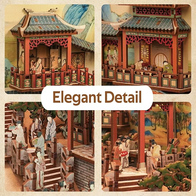 Tonecheer DIY Book Nook Kit for Adults, Wooden 3D Puzzle Bookend Bookshelf - Image 3