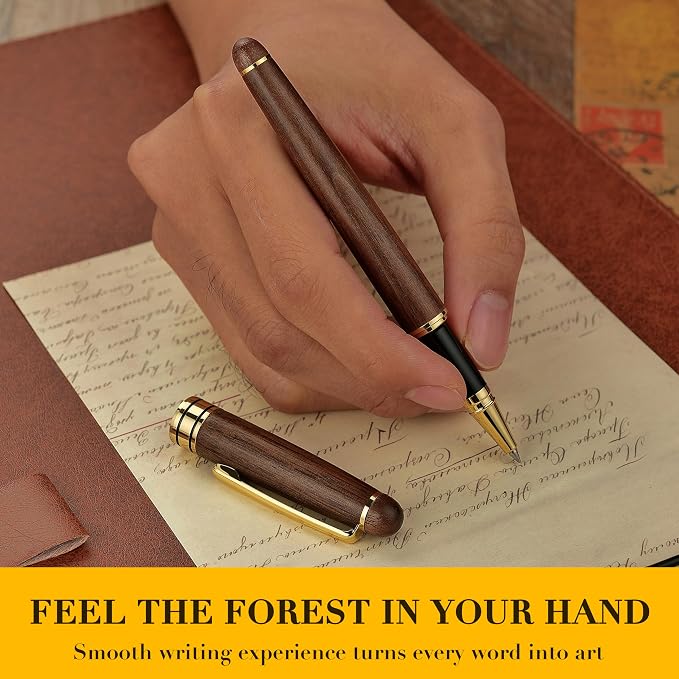 BEILUNER Luxury Personalized Wood Ballpoint Pen Writing Set, Walnut-Elegant - Image 8