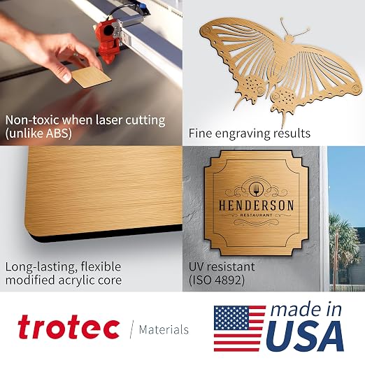 Trotec | Metallic Looking Acrylic Sheet | 12"x12"x1/16, Name Plate | USA Made - Image 3
