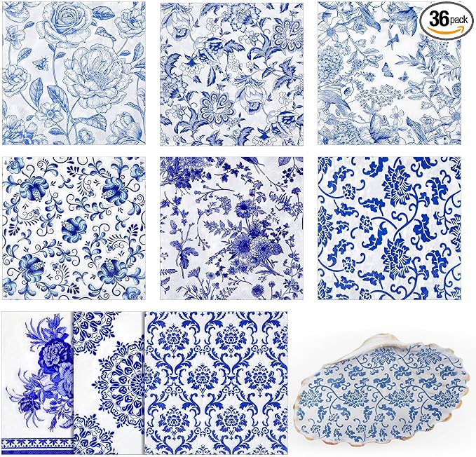 Crtiin 36 Pack 9 Styles Decoupage Napkins Assorted Floral Decorative Decoupage by Crtiin