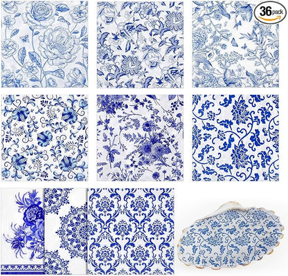 Crtiin 36 Pack 9 Styles Decoupage Napkins Assorted Floral Decorative Decoupage by Crtiin