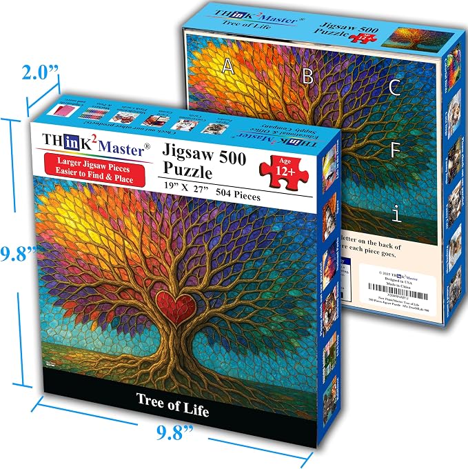 Think2Master Colorful Vibrant Stained Glass Style Artwork Tree of Life 500 - Image 5