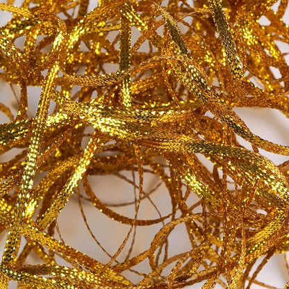 Gold Thin Ribbon 1/8 inch Metallic Braided Double Faced Ribbons Curling Ribbons - Image 8