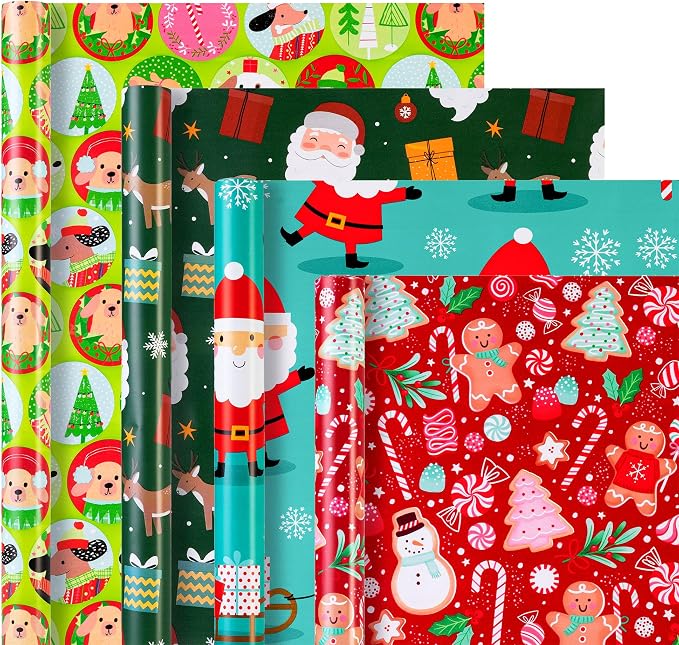 Cherubfunz Christmas Wrapping Paper Santa Claus Carrying Gifts, Candy Cane - Image 7