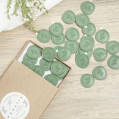 PONATIA Dark Sage Green Wax Seal Stickers - Image 7