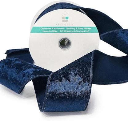 Navy Velvet Ribbon 2.5 Inch x 10 Yards - Image 4