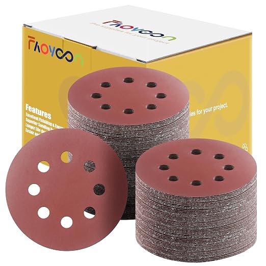 Sanding Disc 5 Inch 8 Hole, Sandpaper by Faoyoon