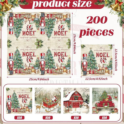 Janlaugh 200 Pcs Christmas Cocktail Napkins Disposable Nutcracker Paper Napkins - Image 3
