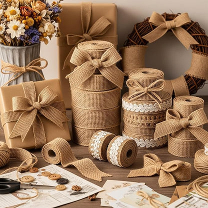 Burlap Ribbon 2" x 15 Yards Natural Jute 2 Inch 5yards 3 Rolls - Image 7