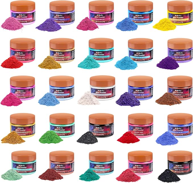 MTBJZJ Mica Powder for Resin, 25 Colors - 20g/Bottle of Epoxy Resin Color by MTBJZJ
