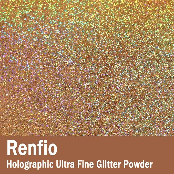 Renfio Holographic Ultra Fine Glitter Powder Metallic Resin Glitter 2.11 Oz PET - Image 2