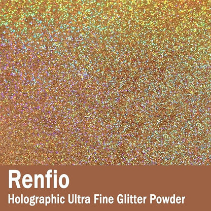 Renfio Holographic Ultra Fine Glitter Powder Metallic Resin Glitter 2.11 Oz PET - Image 2