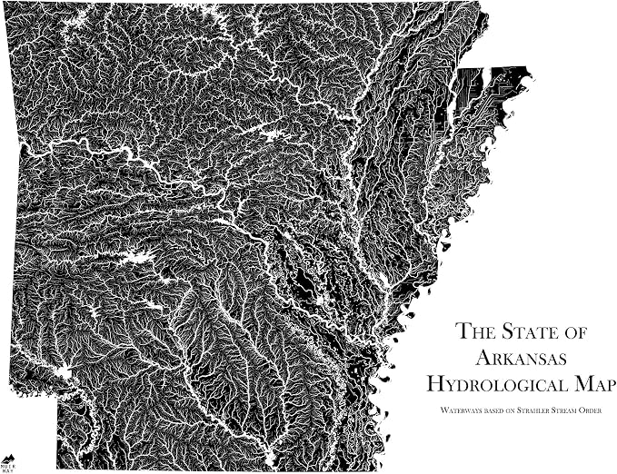 Muir Way Hydrological River Map of Arkansas by MuirWay