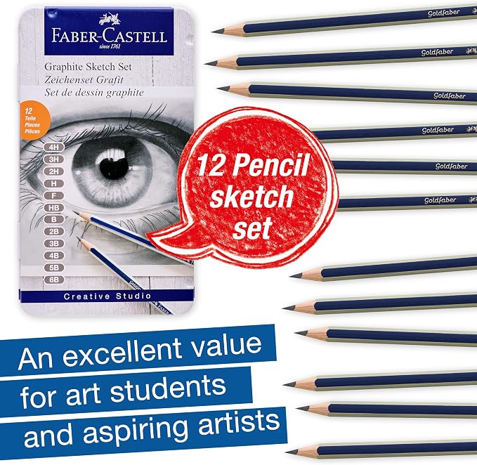 Faber-Castell Graphite Pencils Drawing Set: 12 Art Pencils - Image 2
