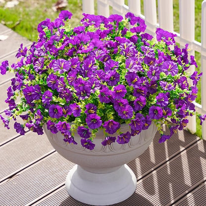 Artificial Flowers Fake Plants for Outdoors Decoration, 12 Bundles Purple Silk - Image 2