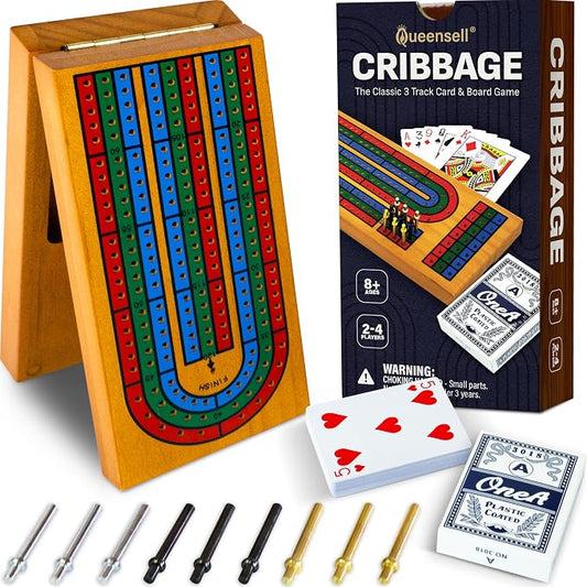 Cribbage Board Game Set with Storage by Queensell