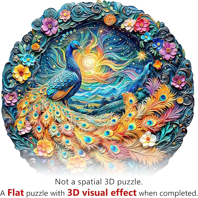 Wooden Puzzles for Adults, Aurora Peacock Shaped Unique Wooden Jigsaw Puzzles - Image 5