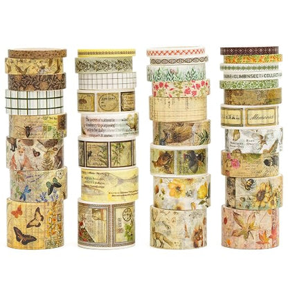 36 Rolls Vintage Washi Tape Pack Retro Arts Adhesive Tapes Wide Chronicle by Songdao