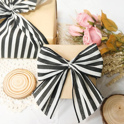 CT CRAFT LLC Striped Canvas Cotton Ribbon 2.5" x 10 Yards Ivory/Black Stripes - Image 5