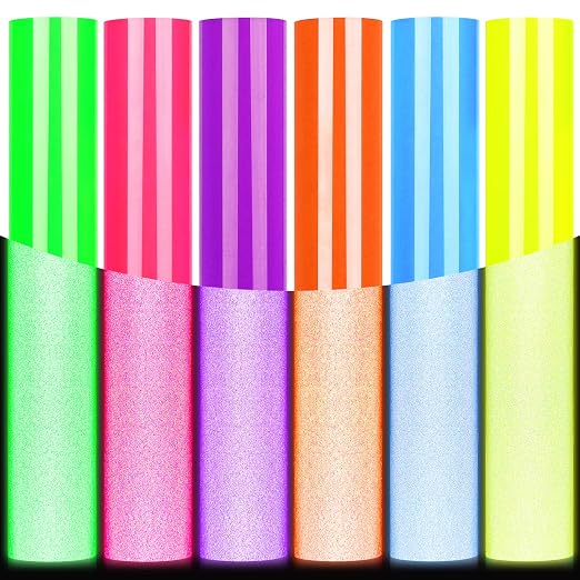 GIRAFVYINL Reflective HTV Heat Transfer Vinyl, Refelctive Iron on Vinyl Neon by GIRAFVINYL
