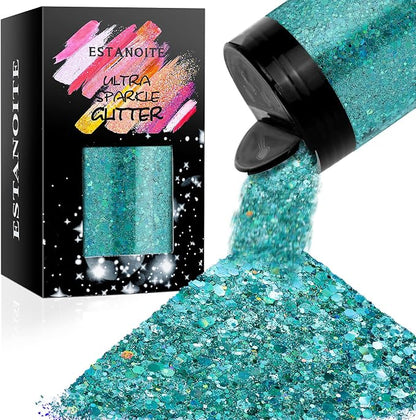 Holographic Chunky Glitter, 5.64oz/160g Craft Glitter Powder Mixed Chunky & by Estanoite