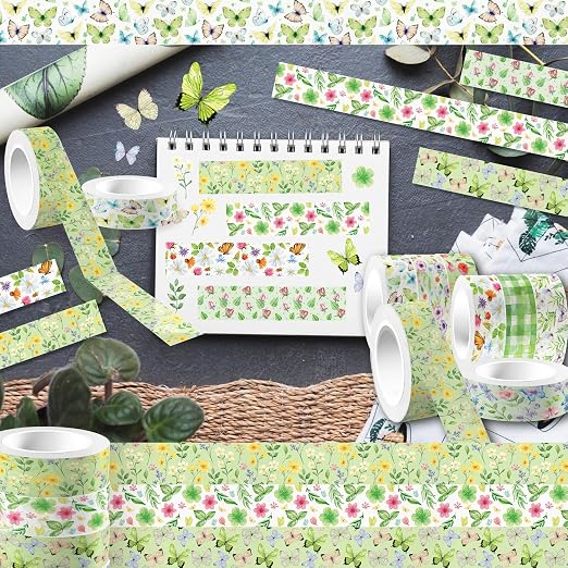 Adirasenotek Floral Washi Tape Set 12 Rolls, Flower Butterfly Washi Tape - Image 5