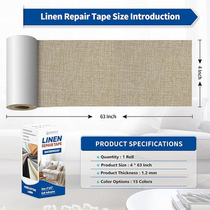 KING MOUNTAIN Linen Repair Patches, Self-Adhesive Linen Fabric Patches - Image 4