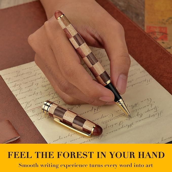 BEILUNER Luxury Wood Ballpoint Pen Writing Set, Chess Style - Image 4