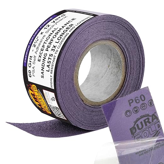Dura-Gold Premium 60 Grit PSA Purple Film Ceramic Longboard Sandpaper, 2-3/4" by Dura-Gold