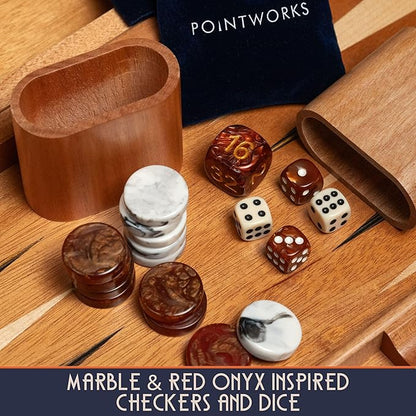 17 Inch Backgammon Sets for Adults. Beautiful Wood Inlaid Backgammon Board Game - Image 5