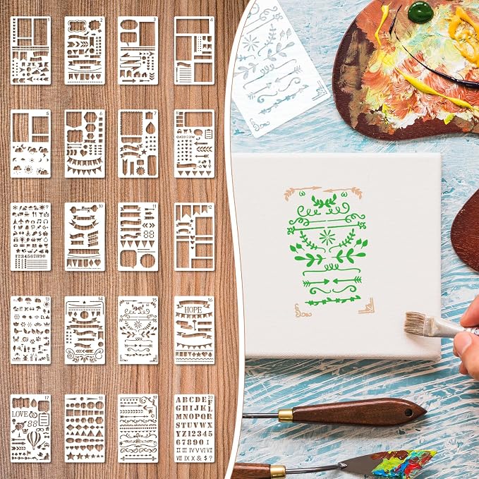 20Pcs Journal Stencils Set, Plastic Planner Journaling Stencils, DIY Drawing - Image 5