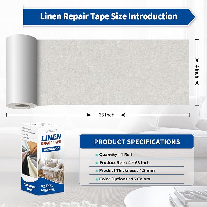 KING MOUNTAIN Linen Repair Patches, Self-Adhesive Linen Fabric Patches - Image 4