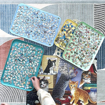 16.9" x 12" Extra-Large Puzzle Sorting Trays Stackable, 6 Pack Puzzle Sorter - Image 6