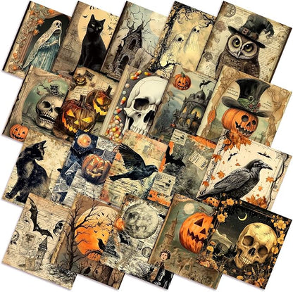 Ganeen 60 Pcs 10 x 10 Inch Vintage Halloween Quilting Fabric Squares Spooky by Ganeen