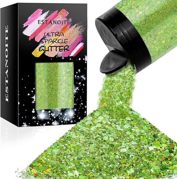 Holographic Chunky Glitter, 5.64oz/160g Extra Fine Glitter Powder Mixed Chunky by Estanoite