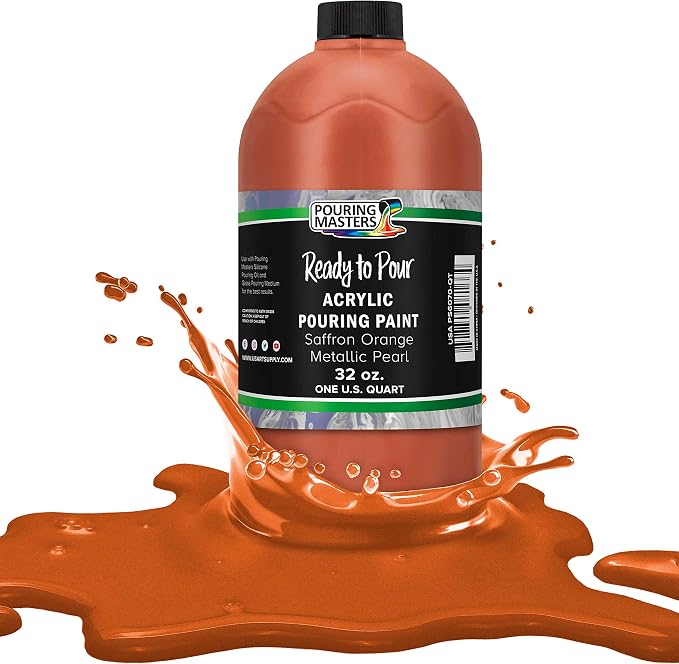 Pouring Masters Saffron Orange Metallic Pearl Ready to Pour Acrylic Pouring by USArtSupply