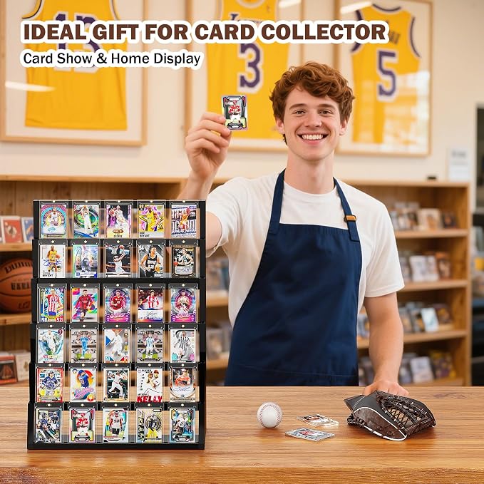 Emfogo Card Display Stand, 6-Tier Trading Card Display, Wood Detachable Graded - Image 8