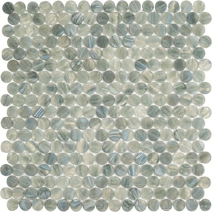 Mixed Gray Penny Round Mosaic Glass Tile – 12.2 x 12.2 Inch by Tiletopia