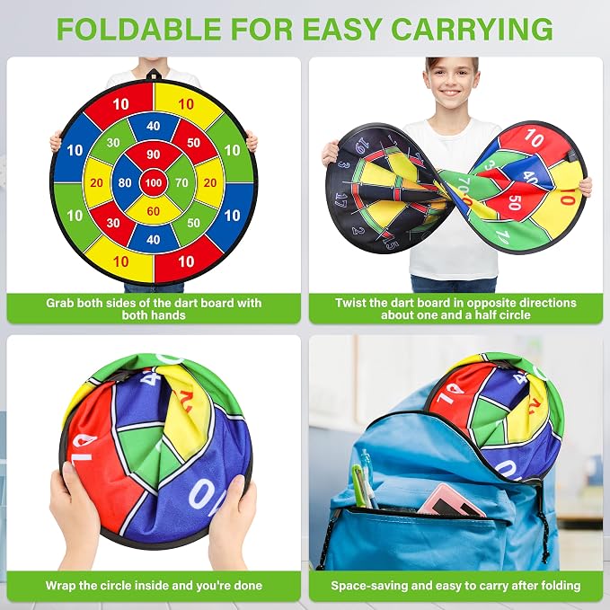 Large Dart Board for Kids, Kids Double-Sided Dart Board - Image 4