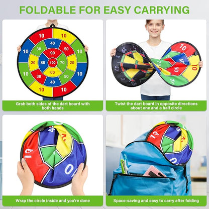 Large Dart Board for Kids, Kids Double-Sided Dart Board - Image 4