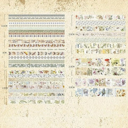 36 Rolls Vintage Washi Tape Pack Retro Arts Adhesive Tapes Wide Chronicle - Image 4