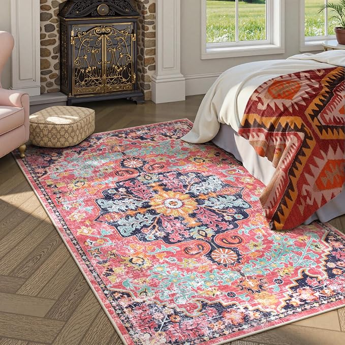 Lahome Bohemian Floral Medallion Area Rug - Image 2
