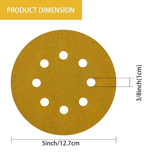 150PCS 150 Grit Gold Sanding Discs, 5-Inch 8-Hole Sandpaper - Image 6
