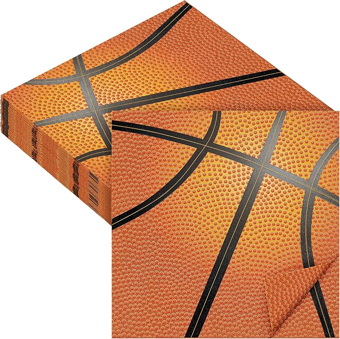 Aodaer 48 Pieces Basketball Napkins 13 x 13 Inches Basketball Paper Napkins by Aodaer