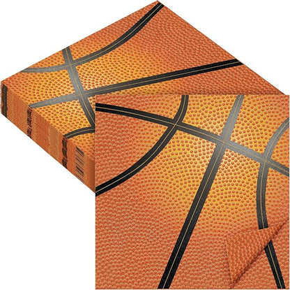 Aodaer 48 Pieces Basketball Napkins 13 x 13 Inches Basketball Paper Napkins by Aodaer