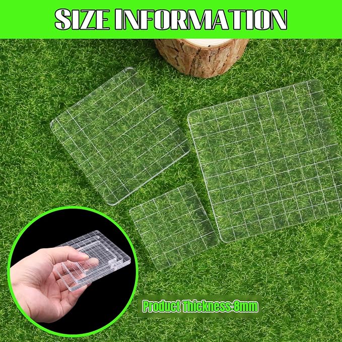 3Pcs Clear Stamp Blocks Set, Square Acrylic Blocks - Image 3