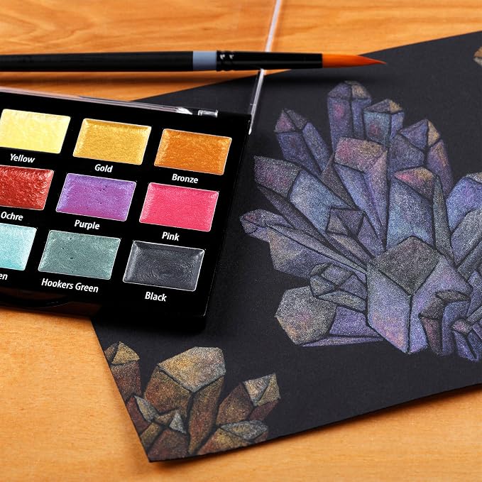 Soho Urban Artist Metallic Watercolors Set – 12 Vibrant Metallic Half Pans in - Image 4