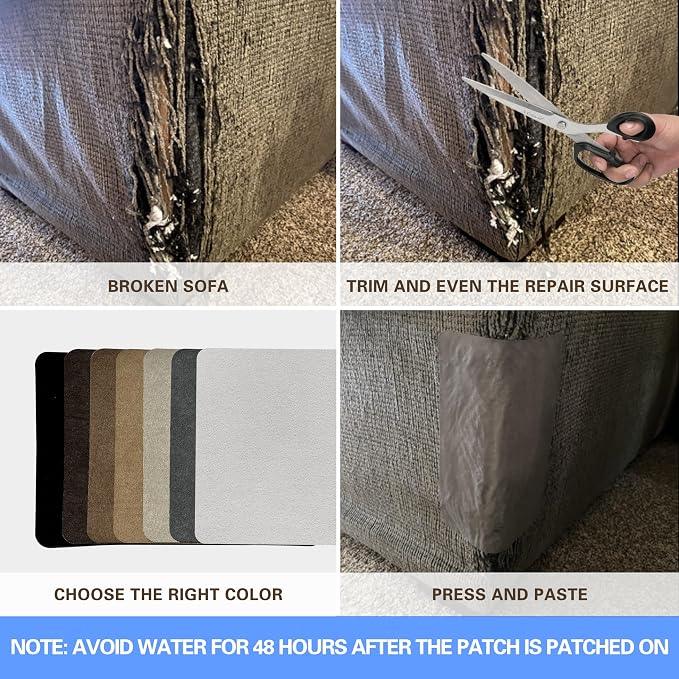 Azobur Sofa Repair Patch, 6 Piece Microfiber Patches, Self-Adhesive Patch Repair - Image 6