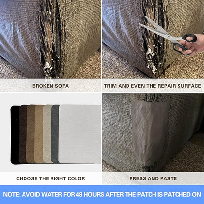 Azobur Sofa Repair Patch, 6 Piece Microfiber Patches, Self Adhesive Fabric - Image 6