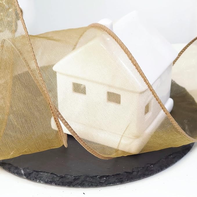 CT CRAFT LLC Sheer Organza Wired Ribbon 2.5" x 50Yards Tan - Image 5